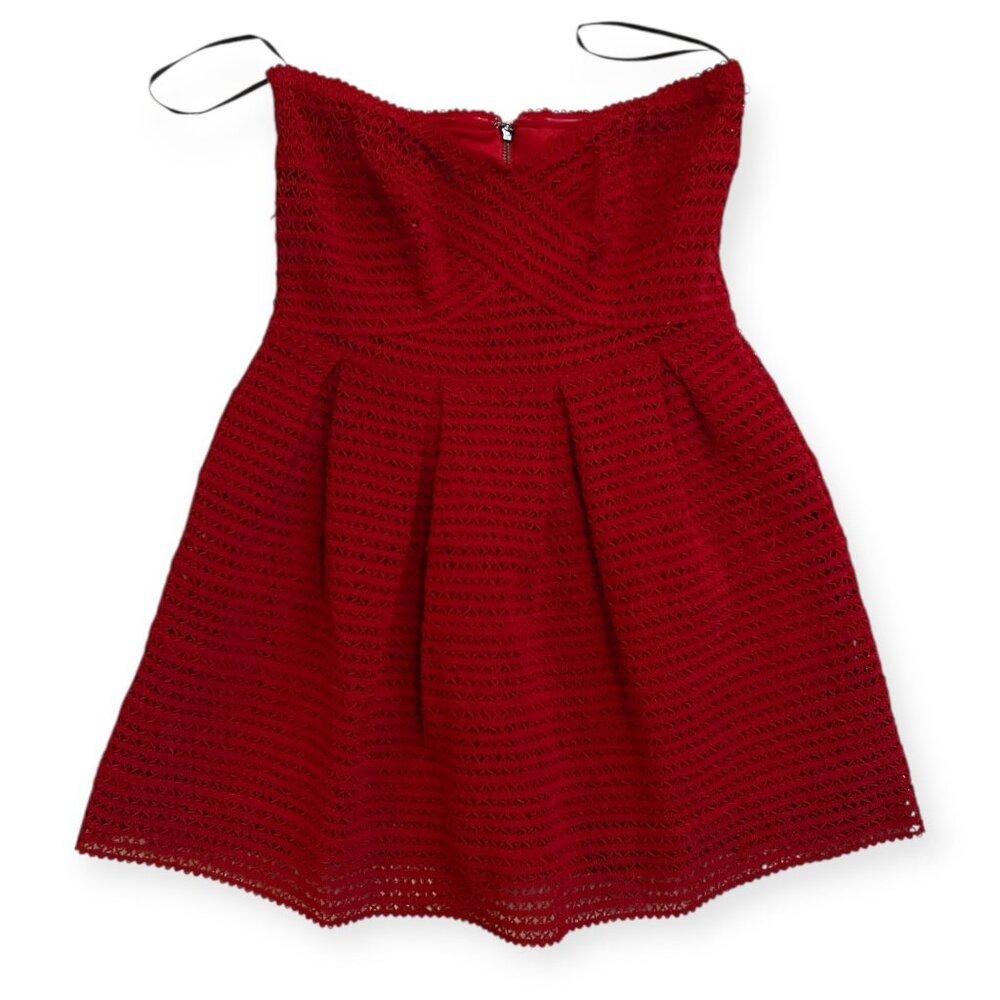 Forever 21 Strapless Red Crochet Fit & Flare Mini Dress – Size L